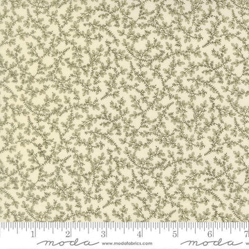 Image of Joyful Gatherings II Mistletoe Cloud Evergreen quilting cotton fabric by Primitive Gatherings for Moda Fabrics. Features flowers on a cream background. Cute Little Fabric Shop.