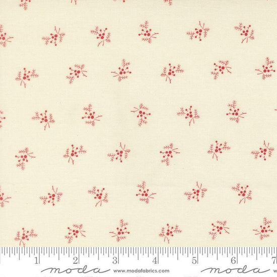 Image of Joyful Gatherings II Holly and Berries Cloud quilting cotton fabric by Primitive Gatherings for Moda Fabrics. Features holly on a cream background. Cute Little Fabric Shop.
