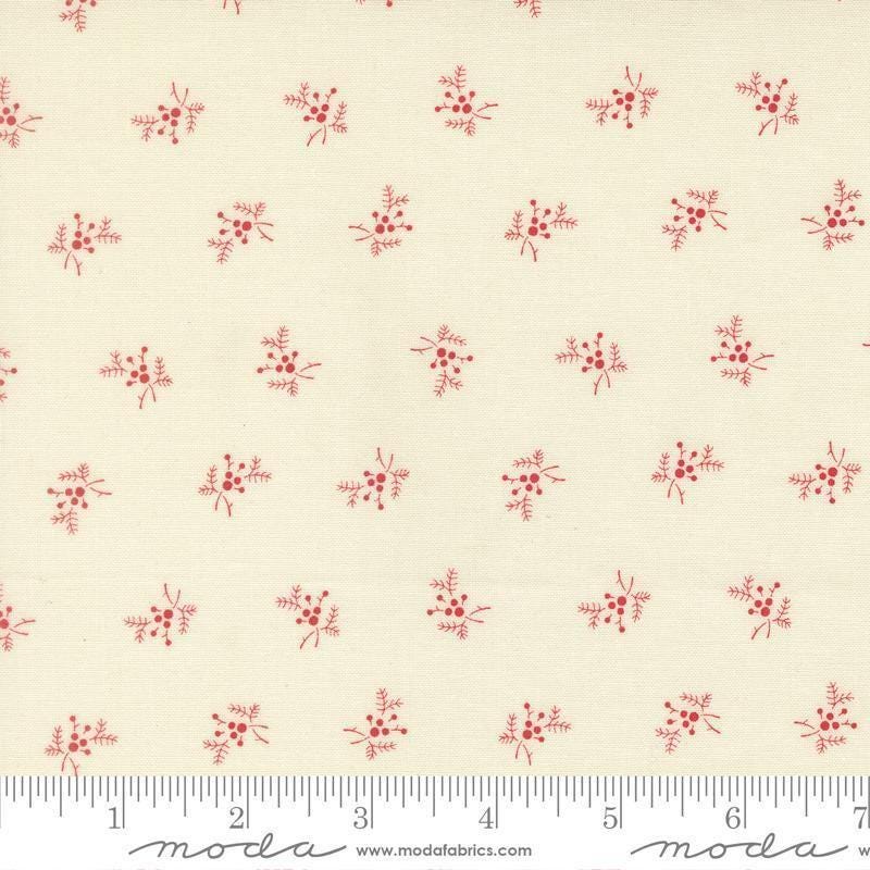 Image of Joyful Gatherings II Holly and Berries Cloud quilting cotton fabric by Primitive Gatherings for Moda Fabrics. Features holly on a cream background. Cute Little Fabric Shop.