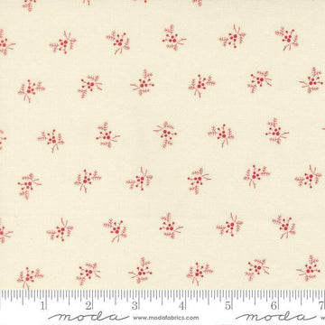 Image of Joyful Gatherings II Holly and Berries Cloud quilting cotton fabric by Primitive Gatherings for Moda Fabrics. Features holly on a cream background. Cute Little Fabric Shop.