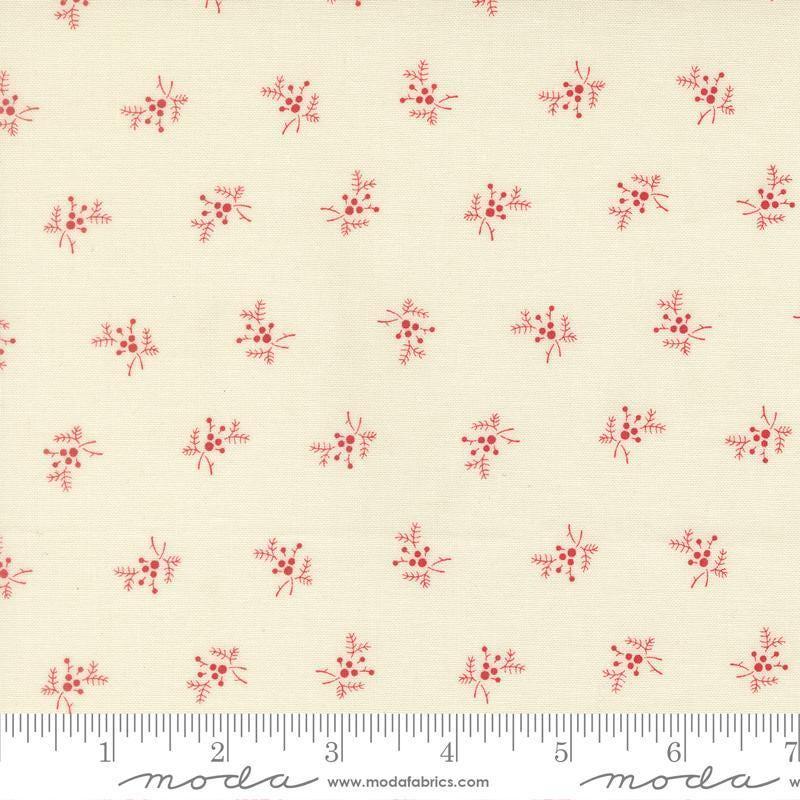 Image of Joyful Gatherings II Holly and Berries Cloud quilting cotton fabric by Primitive Gatherings for Moda Fabrics. Features holly on a cream background. Cute Little Fabric Shop.
