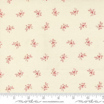 Image of Joyful Gatherings II Holly and Berries Cloud quilting cotton fabric by Primitive Gatherings for Moda Fabrics. Features holly on a cream background. Cute Little Fabric Shop.