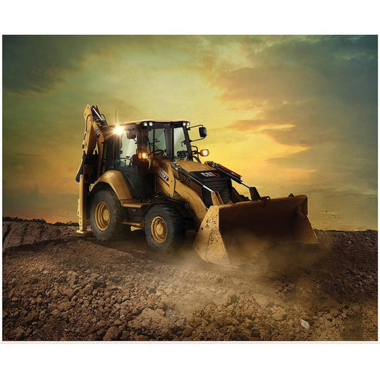 CAT® Backhoe Loader Panel DIGITALLY Printed Fabric - PD17930 - Riley Blake Quilting Cotton Fabric Official Licensed Product