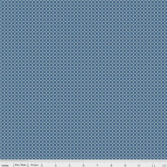 Fat Quarter End of Bolt - Vintage Happy 2 Orange Peel C9144 Denim - Riley Blake Designs - Lori Holt Geometric - Quilting Cotton Fabric