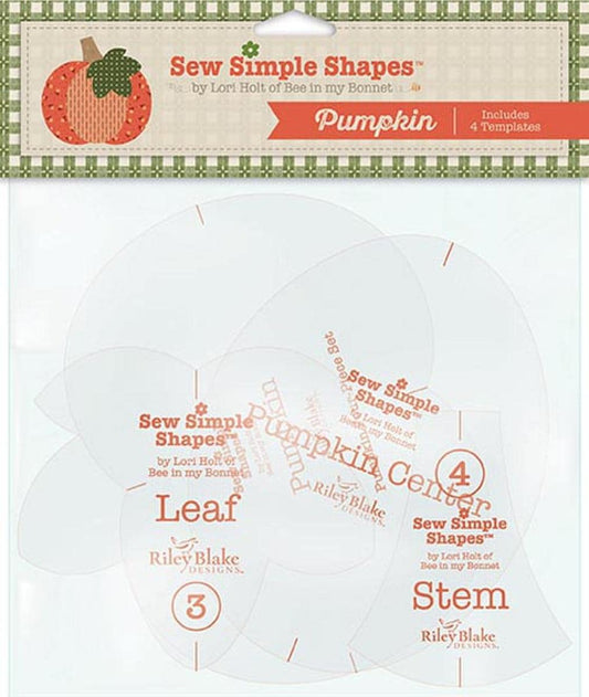 SALE Pumpkin Sew Simple Shapes Plastic Applique Templates - STT-36489 - Riley Blake Plastic Templates