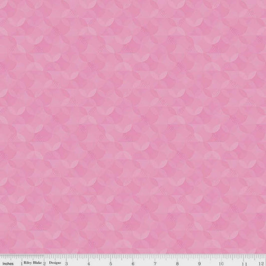 21" End of Bolt - SALE Crayola Kaleidoscope Piggy Pink - Riley Blake - Orange Peel Circle Pattern - Quilting Cotton - Licensed Product