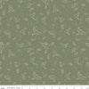 17" End of Bolt - Wild & Free Birds C12931 Olive - Riley Blake Designs - Floral State Flowers Names Flower Green - Quilting Cotton Fabric
