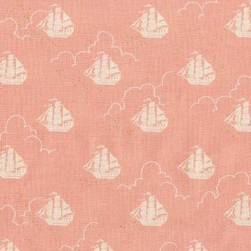 22" End of Bolt - Peter Pan - Jolly Roger - Blossom - Sarah Jane for Michael Miller - Pink METALLIC SPARKLE - Quilting Cotton Fabric