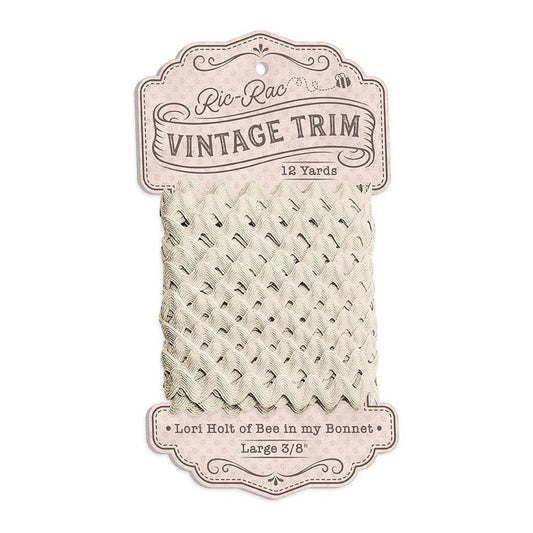 Lori Holt Vintage Large Trim on Cardboard Spool Linen Cream 5/8" Trim - Riley Blake 12 Yards of Polyester Trim