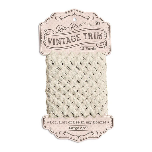 Lori Holt Vintage Large Trim on Cardboard Spool Linen Cream 5/8" Trim - Riley Blake 12 Yards of Polyester Trim