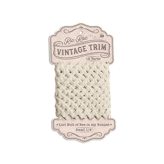 Lori Holt Vintage Trim Small on a Cardboard Spool Linen Cream 1/4" Trim - Riley Blake 12 Yards of Polyester Trim