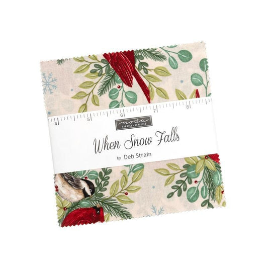 When Snow Falls Charm Pack Christmas Fabric - 56170PP - 42-Piece Precut - Moda Fabrics Quilting Cotton Fabric
