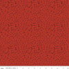 Image of Tangled Gardens Seedlings Red quilting cotton fabric by Diane Labombarbe for Riley Blake Designs. Features leaves on a red background. Cute Little Fabric Shop.
