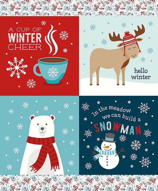 SALE A Perfect Winter Panel Christmas Fabric - P17997 - Riley Blake Quilting Cotton Fabric