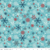 Image of A Perfect Winter Snowflakes Blue quilting cotton fabric by Lori Whitlock for Riley Blake Designs. Features snowflakes on a blue background. Cute Little Fabric Shop.