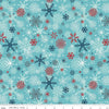 Image of A Perfect Winter Snowflakes Blue quilting cotton fabric by Lori Whitlock for Riley Blake Designs. Features snowflakes on a blue background. Cute Little Fabric Shop.