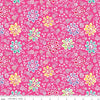 Image of Chasing Rainbows Main Pink quilting cotton fabric by Leslie Ryan for Riley Blake Designs. Features flowers on a pink background. Cute Little Fabric Shop.