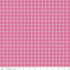 Image of Chasing Rainbows Interlink Pink quilting cotton fabric by Leslie Ryan for Riley Blake Designs. Features a geometric pattern on a pink background. Cute Little Fabric Shop.