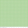 Image of Chasing Rainbows Interlink Green quilting cotton fabric by Leslie Ryan for Riley Blake Designs. Features a geometric pattern on a green background. Cute Little Fabric Shop.