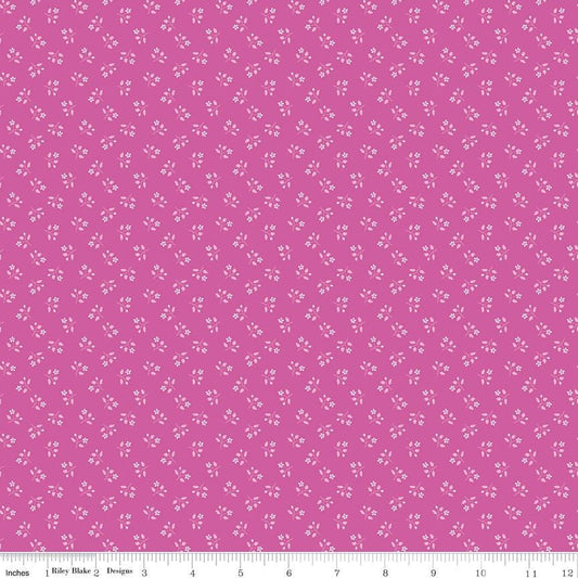 Image of Chasing Rainbows Scattered Stems Mulberry quilting cotton fabric by Leslie Ryan for Riley Blake Designs. Features flowers on a purple background. Cute Little Fabric Shop.