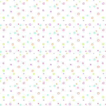 Image of Chasing Rainbows Garden Sprinkles White quilting cotton fabric by Leslie Ryan for Riley Blake Designs. Features flowers on a white background. Cute Little Fabric Shop.