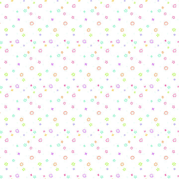 Image of Chasing Rainbows Garden Sprinkles White quilting cotton fabric by Leslie Ryan for Riley Blake Designs. Features flowers on a white background. Cute Little Fabric Shop.