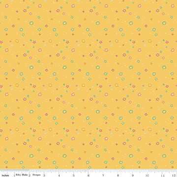 Chasing Rainbows Garden Sprinkles Daffodil Yellow Floral Fabric - C18016 - Riley Blake Quilting Cotton Fabric