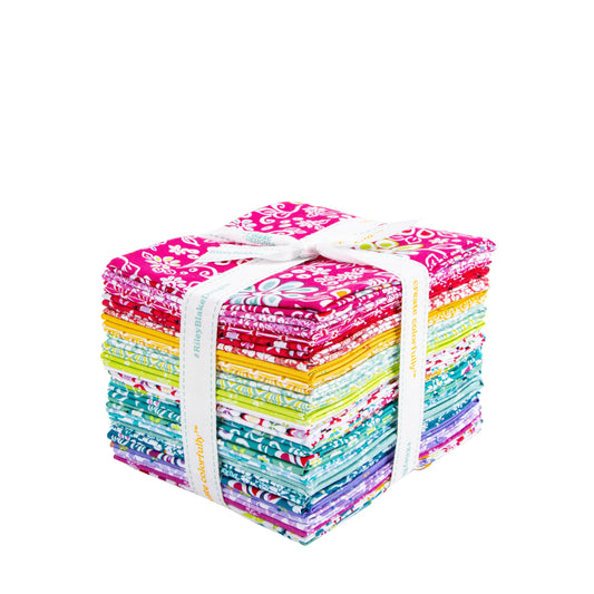 Chasing Rainbows Fat Quarter Bundle Floral Fabric - FQ-18010-23 - 23-Piece Precut - Riley Blake Quilting Cotton Fabric