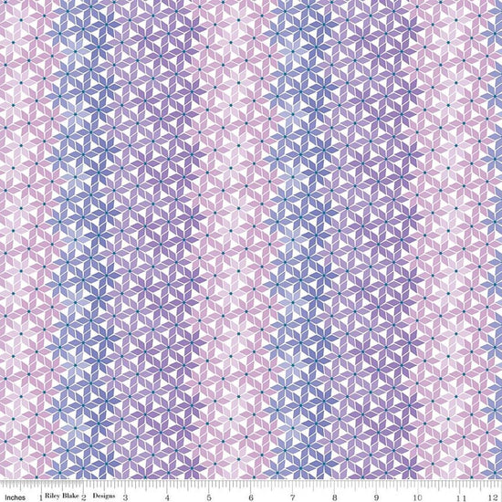 Image of Chasing Rainbows Stellar Weave Purple quilting cotton fabric by Leslie Ryan for Riley Blake Designs. Features stars on a purple background. Cute Little Fabric Shop.