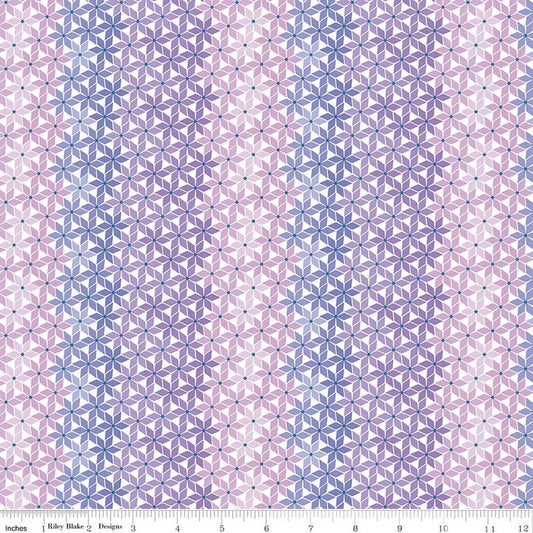 Image of Chasing Rainbows Stellar Weave Purple quilting cotton fabric by Leslie Ryan for Riley Blake Designs. Features stars on a purple background. Cute Little Fabric Shop.