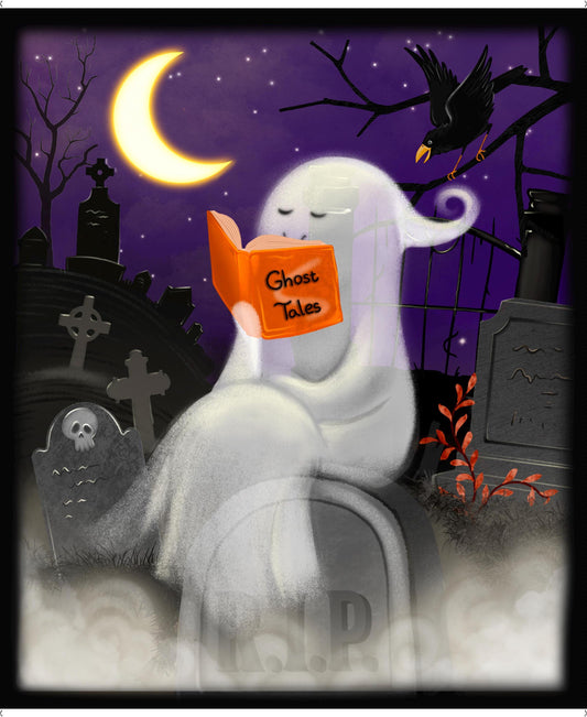 Ghost Tales Ghost Panel Multi Purple Halloween Fabric - 31924 - QT Fabrics Quilting Cotton Fabric