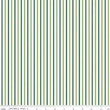 Seasonal Basics Ticking Stripe St. Patrick's Day Green Blue St Patricks Fabric - C775 - Riley Blake Quilting Cotton Fabric