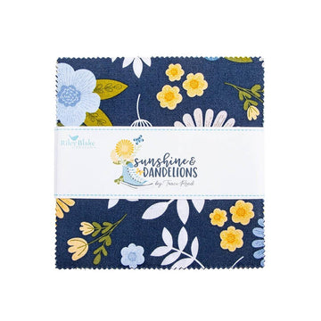 Sunshine & Dandelions 5" Stacker Floral Fabric - 5-17920-42 - 42-Piece Precut - Riley Blake Quilting Cotton Fabric