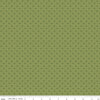 Image of Sunshine & Dandelions Dots Green quilting cotton fabric by Traci Reed for Riley Blake Designs. Features polka dots on a green background. Cute Little Fabric Shop.