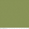 Image of Sunshine & Dandelions Dots Green quilting cotton fabric by Traci Reed for Riley Blake Designs. Features polka dots on a green background. Cute Little Fabric Shop.