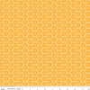 Image of Sunshine & Dandelions Hexies Daisy quilting cotton fabric by Traci Reed for Riley Blake Designs. Features a geometric pattern on a yellow background. Cute Little Fabric Shop.