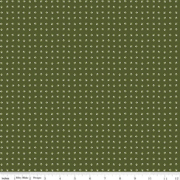 Image of Baked With Love Memories Zucchini quilting cotton fabric by Lori Holt for Riley Blake Designs. Features acorns on a green background. Cute Little Fabric Shop.