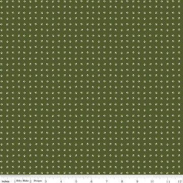 Image of Baked With Love Memories Zucchini quilting cotton fabric by Lori Holt for Riley Blake Designs. Features acorns on a green background. Cute Little Fabric Shop.
