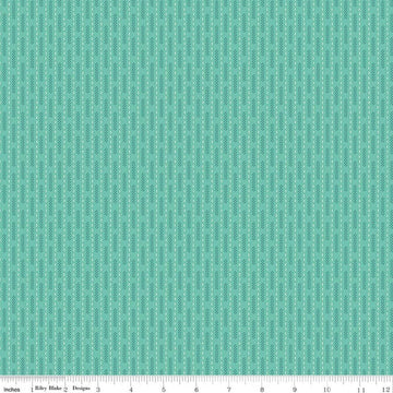 Image of Baked With Love Dish Towel Sea Glass quilting cotton fabric by Lori Holt for Riley Blake Designs. Features stripes on a blue background. Cute Little Fabric Shop.