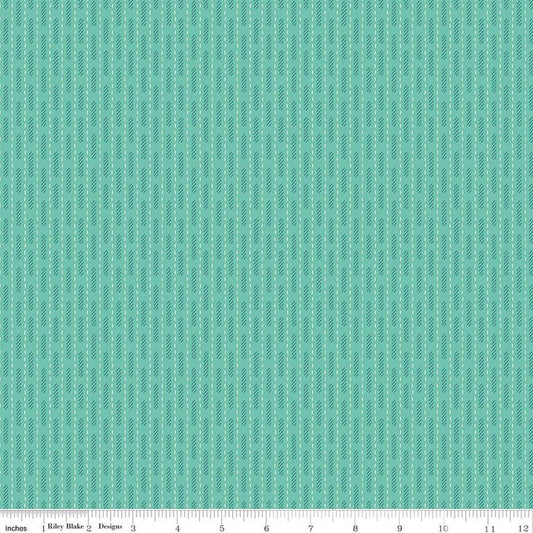 Image of Baked With Love Dish Towel Sea Glass quilting cotton fabric by Lori Holt for Riley Blake Designs. Features stripes on a blue background. Cute Little Fabric Shop.