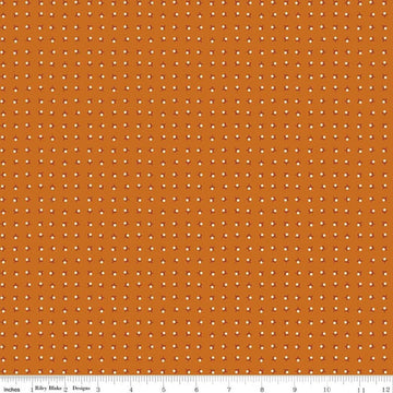 Image of Baked With Love Memories Amber quilting cotton fabric by Lori Holt for Riley Blake Designs. Features acorns on an orange background. Cute Little Fabric Shop.