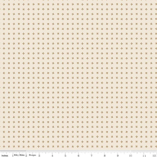 Image of Baked With Love Memories Cinnamon quilting cotton fabric by Lori Holt for Riley Blake Designs. Features acorns on a cream background. Cute Little Fabric Shop.