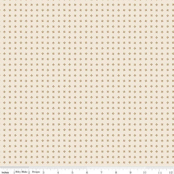Image of Baked With Love Memories Cinnamon quilting cotton fabric by Lori Holt for Riley Blake Designs. Features acorns on a cream background. Cute Little Fabric Shop.