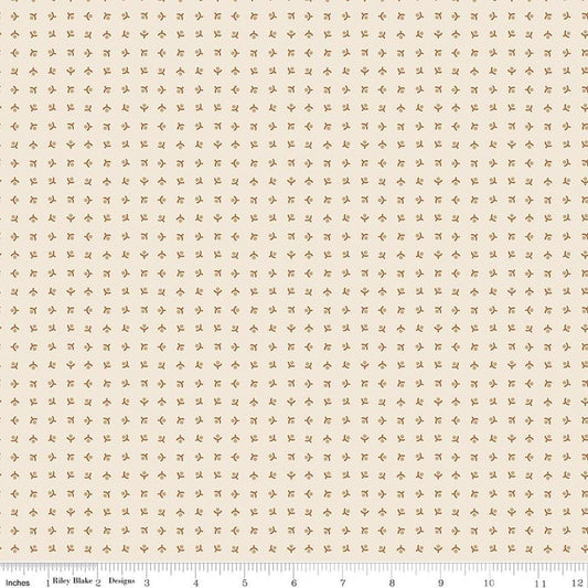Image of Baked With Love Memories Cinnamon quilting cotton fabric by Lori Holt for Riley Blake Designs. Features acorns on a cream background. Cute Little Fabric Shop.