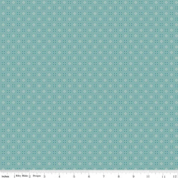 Image of Baked With Love Leftovers Wedgewood quilting cotton fabric by Lori Holt for Riley Blake Designs. Features dots on a blue background. Cute Little Fabric Shop.