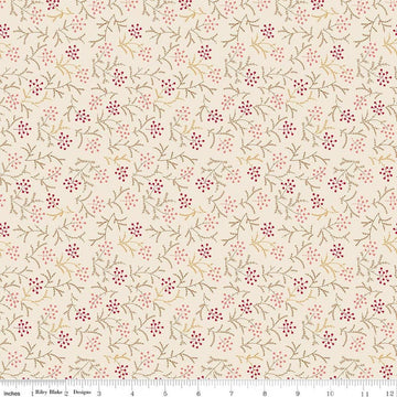 Image of Baked With Love Harvest Schoolhouse quilting cotton fabric by Lori Holt for Riley Blake Designs. Features flowers on a cream background. Cute Little Fabric Shop.