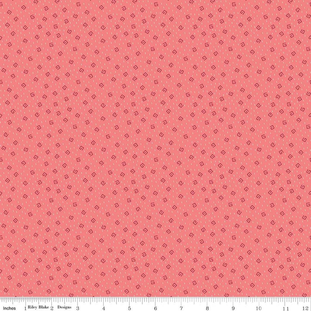 Image of Baked With Love Comfort Lipstick quilting cotton fabric by Lori Holt for Riley Blake Designs. Features spirals on a pink background. Cute Little Fabric Shop.