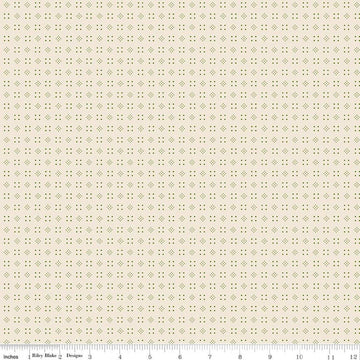 Image of Baked With Love Leftovers Olive quilting cotton fabric by Lori Holt for Riley Blake Designs. Features dots on a cream background. Cute Little Fabric Shop.