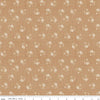 Image of Baked With Love Heirloom Biscuit quilting cotton fabric by Lori Holt for Riley Blake Designs. Features flowers on a brown background. Cute Little Fabric Shop.