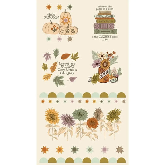 SALE Windfall Panel Eggshell Cream Autumn Fabric - 45659 - Moda Fabrics Quilting Cott Fabric